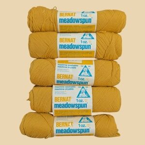 (5) Bernat Meadowspun Yarn Skeins Lot VTG Discontinued Mothproof Made In USA